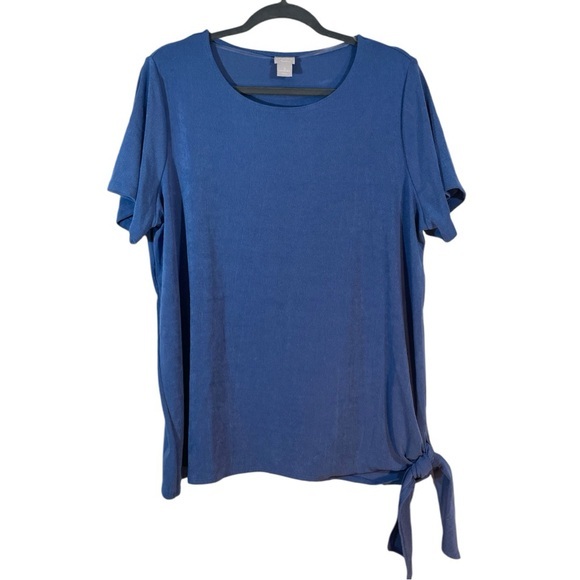 💕2 For $20💕 Blue Top with Side Tie - Picture 1 of 6